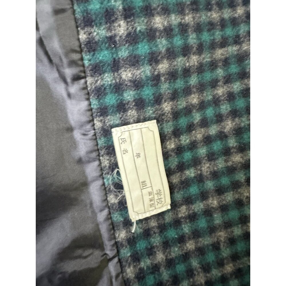 SANYO Tokyo Girl Wool Plaid Coat Size 4 Green Double Breasted Japan - Picture 8 of 11